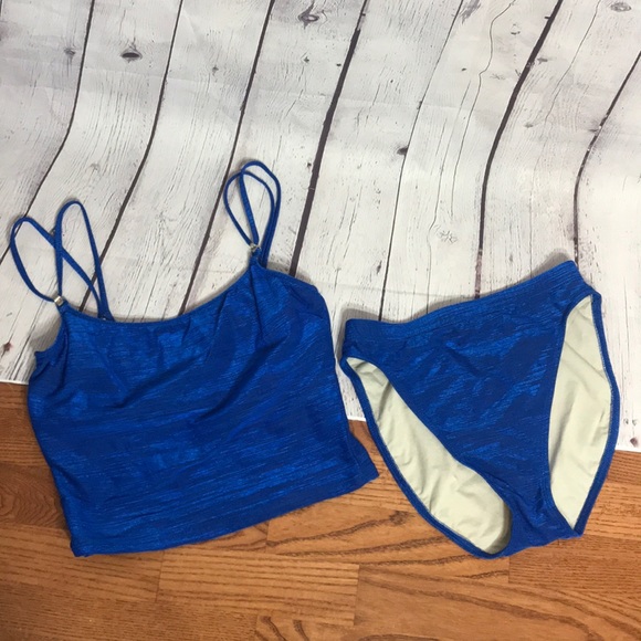 La Blanca Other - La Blanca shimmer stripe highwaisted midkini set